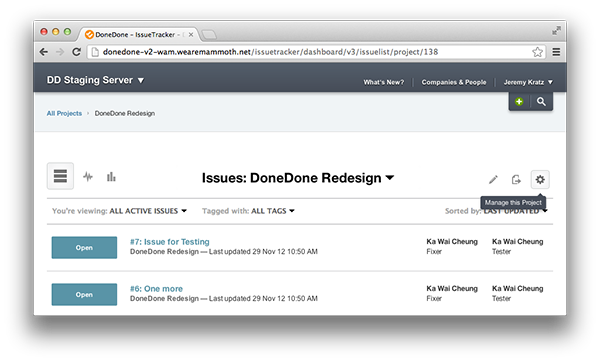 Single project dashboard