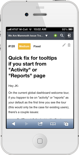 Moblie issue detail page