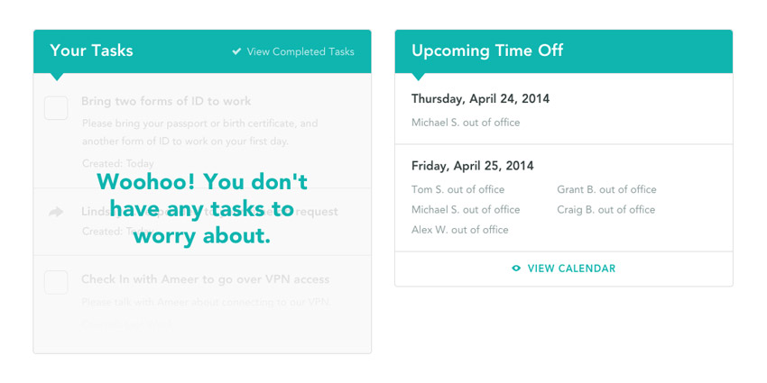 How KinHR handles the zero, one, and "a few" cases for its Overview page