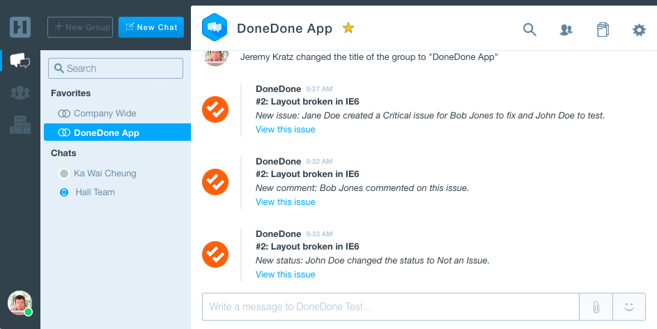 DoneDone updates inside of Hall