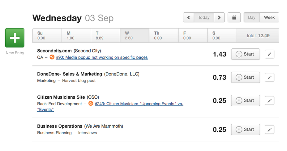 DoneDone-tracked time entries within Harvest