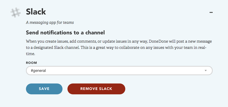 Choose a channel or group to integrate a DoneDone project