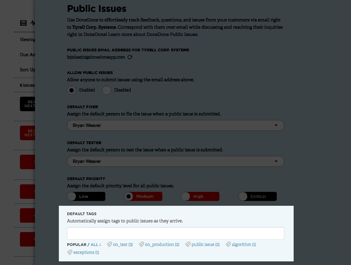 tags on public issue default