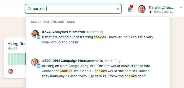 Search for any text or a specific item # from the top search bar