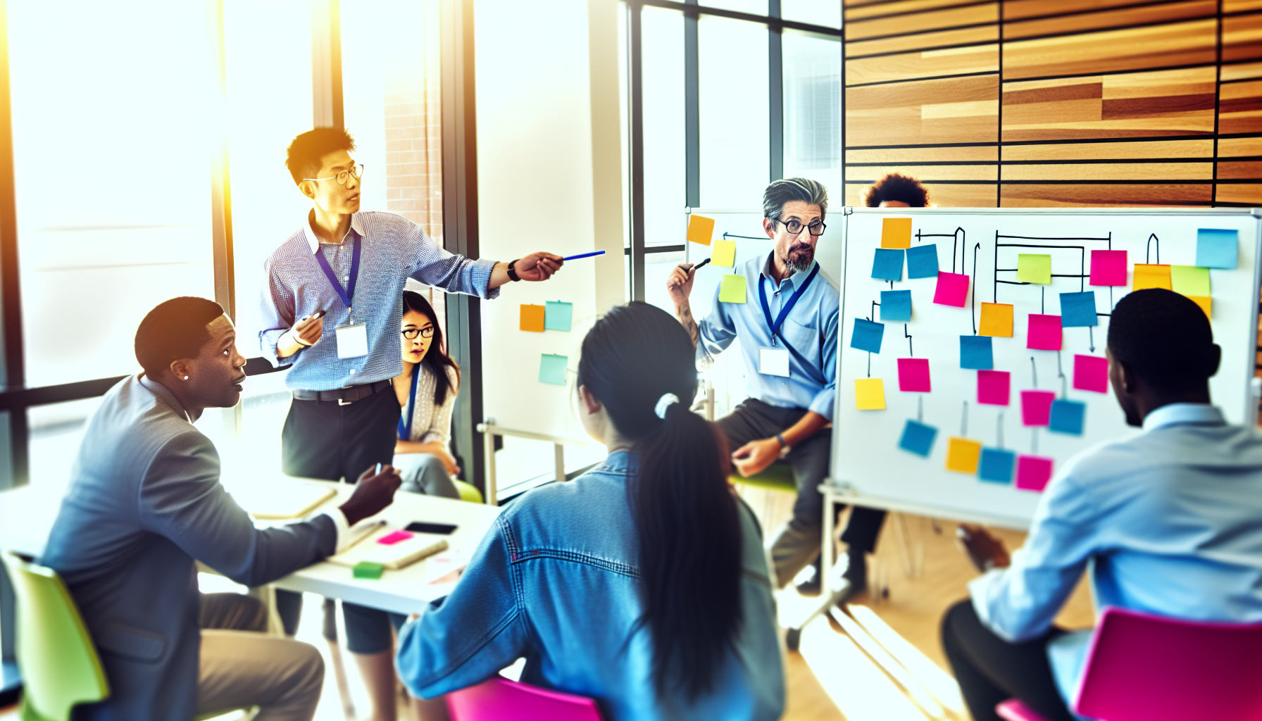 Educators and students participating in a project management training session